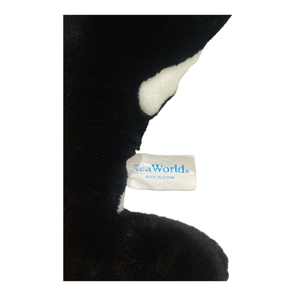 SeaWorld Shamu 15” Plush Stuffed Animal Toy Orca Killer Whale Black & White - Picture 7 of 7